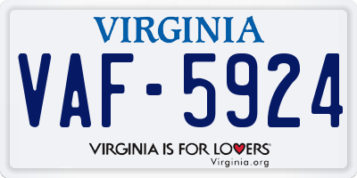 VA license plate VAF5924