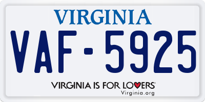 VA license plate VAF5925