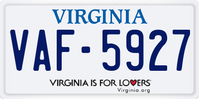 VA license plate VAF5927
