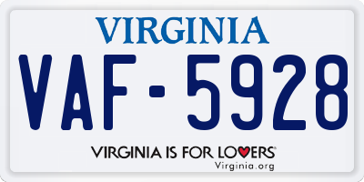 VA license plate VAF5928