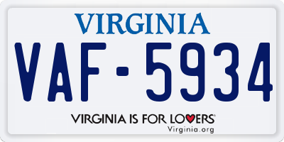 VA license plate VAF5934
