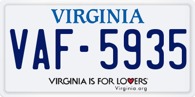 VA license plate VAF5935