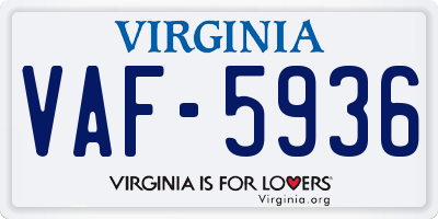 VA license plate VAF5936