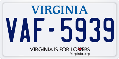 VA license plate VAF5939