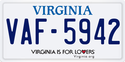 VA license plate VAF5942