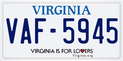 VA license plate VAF5945
