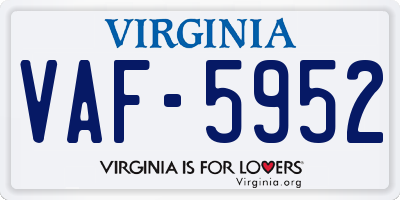 VA license plate VAF5952