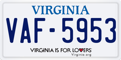 VA license plate VAF5953