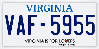 VA license plate VAF5955