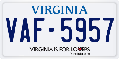 VA license plate VAF5957