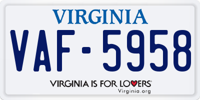 VA license plate VAF5958