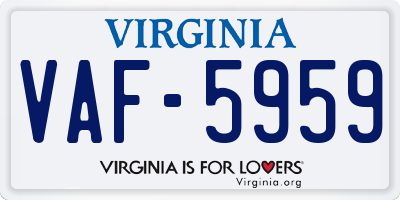 VA license plate VAF5959
