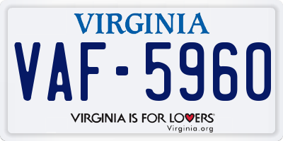 VA license plate VAF5960