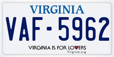 VA license plate VAF5962