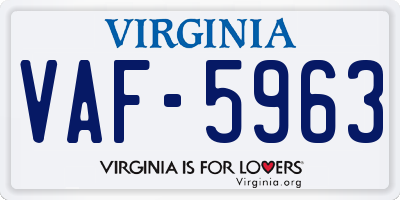 VA license plate VAF5963