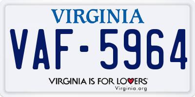 VA license plate VAF5964