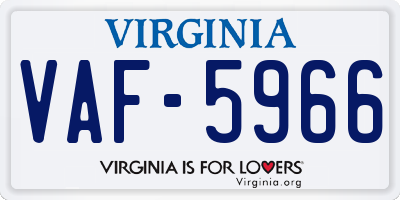 VA license plate VAF5966