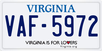 VA license plate VAF5972