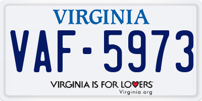 VA license plate VAF5973