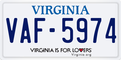 VA license plate VAF5974