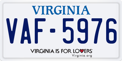 VA license plate VAF5976