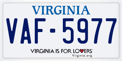 VA license plate VAF5977