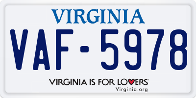 VA license plate VAF5978
