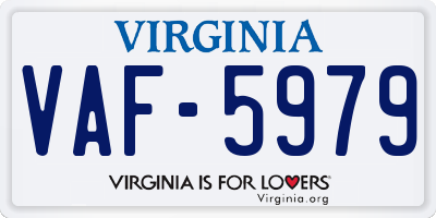 VA license plate VAF5979