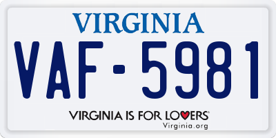VA license plate VAF5981