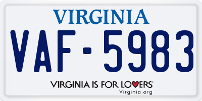VA license plate VAF5983