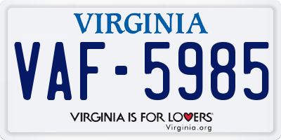 VA license plate VAF5985