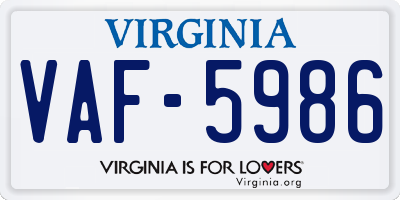 VA license plate VAF5986