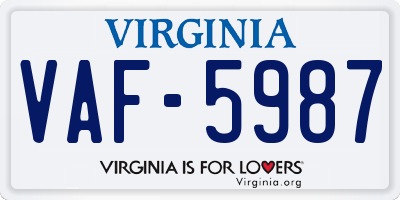 VA license plate VAF5987