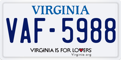 VA license plate VAF5988