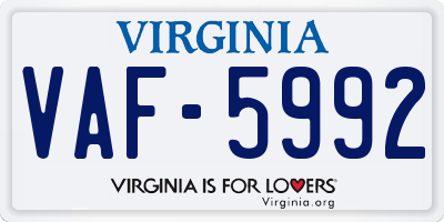 VA license plate VAF5992