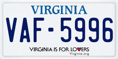 VA license plate VAF5996