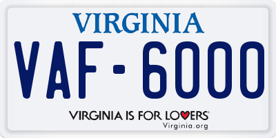 VA license plate VAF6000