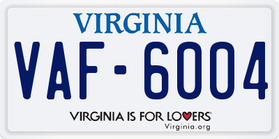 VA license plate VAF6004
