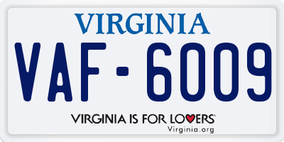 VA license plate VAF6009