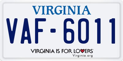 VA license plate VAF6011