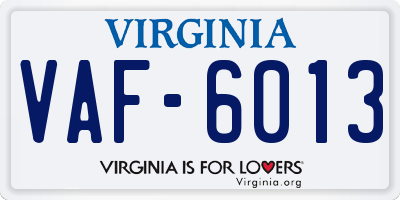 VA license plate VAF6013