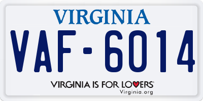 VA license plate VAF6014