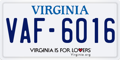 VA license plate VAF6016
