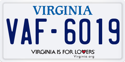 VA license plate VAF6019