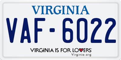 VA license plate VAF6022