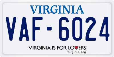 VA license plate VAF6024