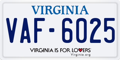 VA license plate VAF6025