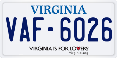 VA license plate VAF6026