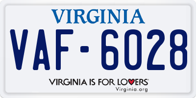 VA license plate VAF6028