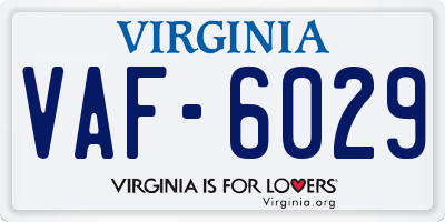 VA license plate VAF6029